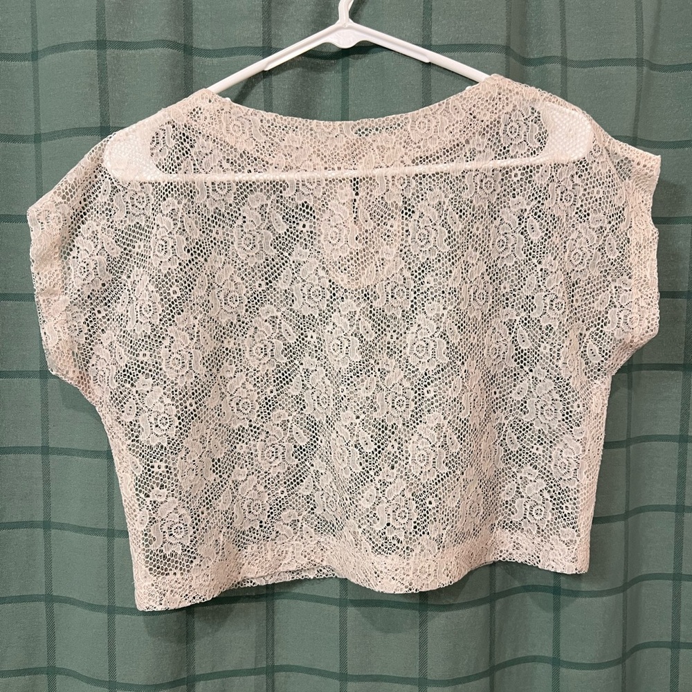 Lace see through blouse over shirt